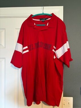 U.S. Polo Assn. Red Polo with White Sleeve Stripes